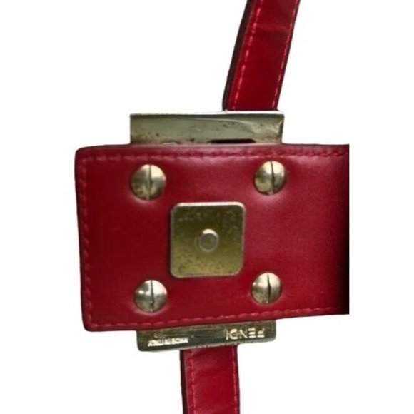 Fendi red Zucchino print baguette bag w chrome FF clasp - Picture 15 of 16